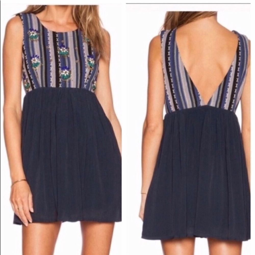 Tularosa Navy Open Back Embellished‎ Mini Dress XS